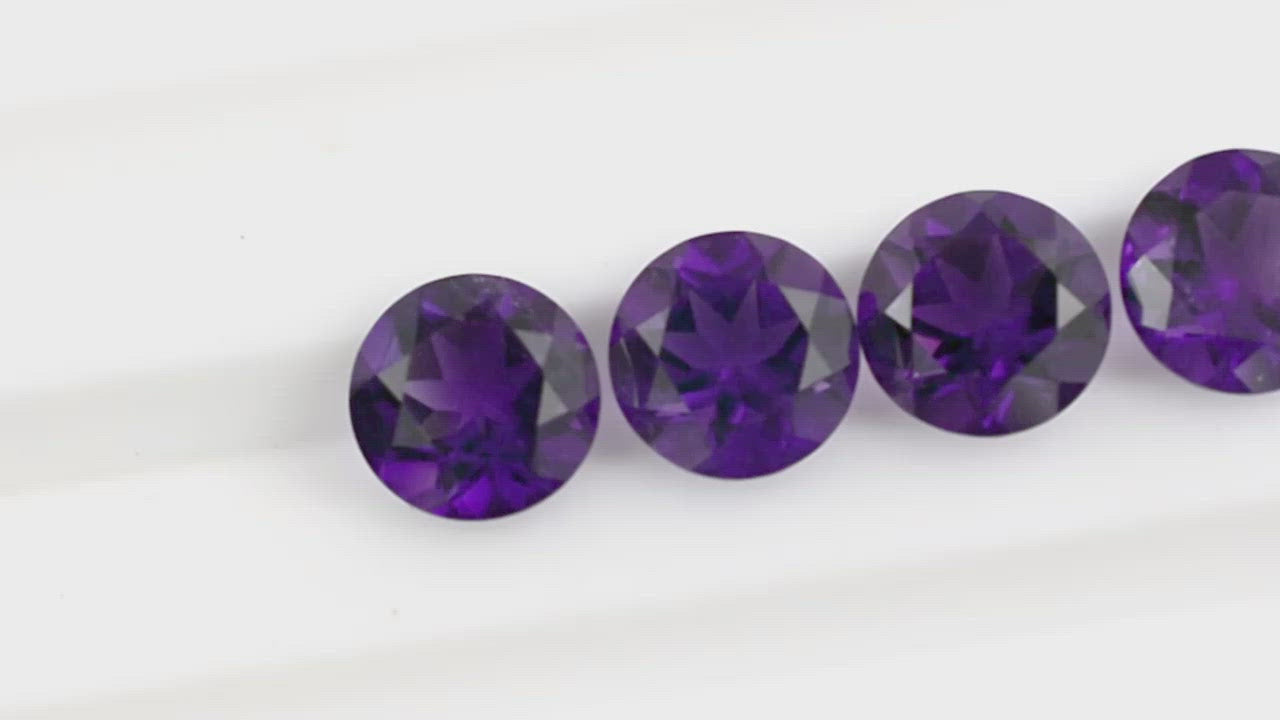 Load and play video in Gallery viewer, round cut amethyst loose gemstone
