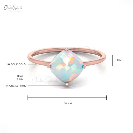 8mm Natural opal Solitaire Engagement Ring