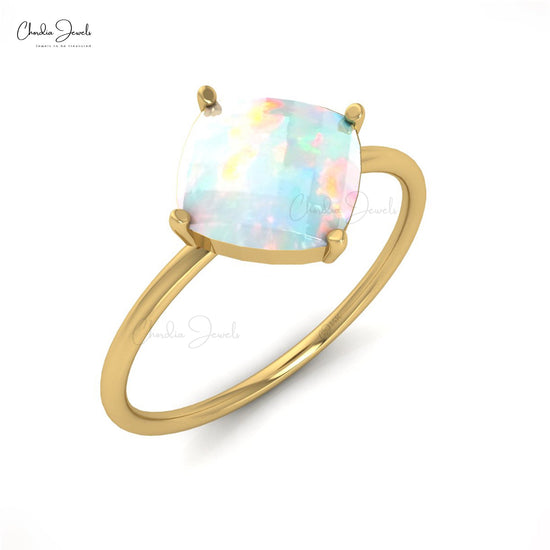 8mm Natural opal Solitaire Engagement Ring