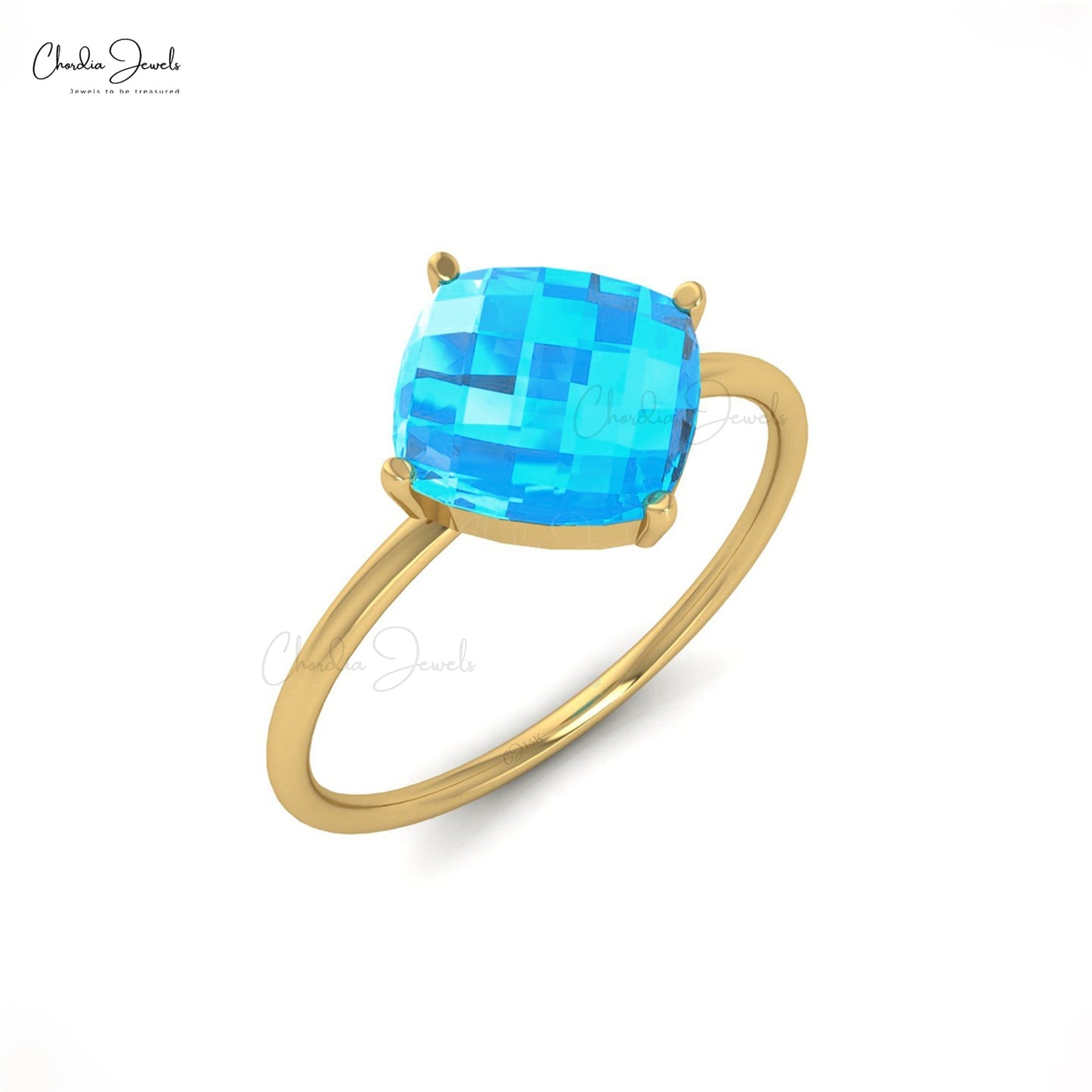 Load image into Gallery viewer, Classic 8MM Natural Swiss Blue Topaz Solitaire Engagement Ring
