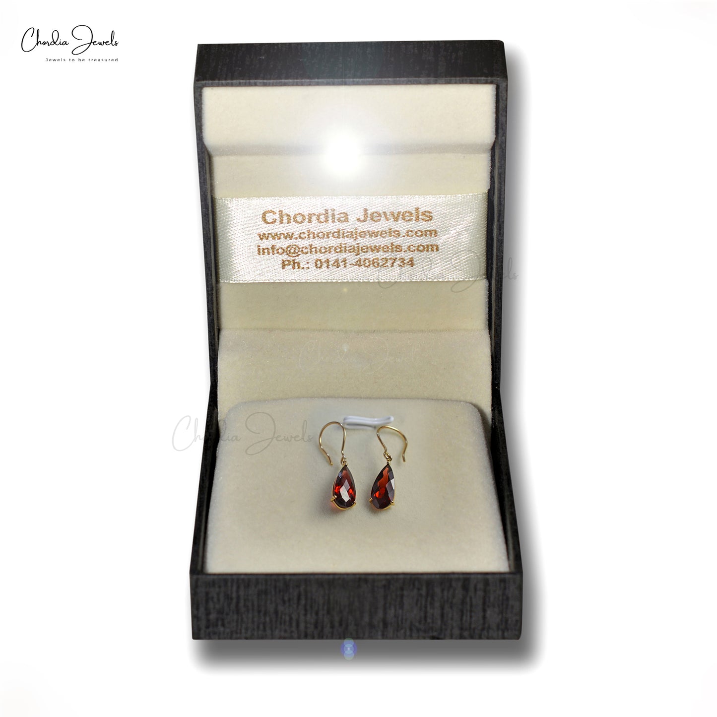 Natural Garnet Dangle Earrings in 14k Solid Yellow Gold