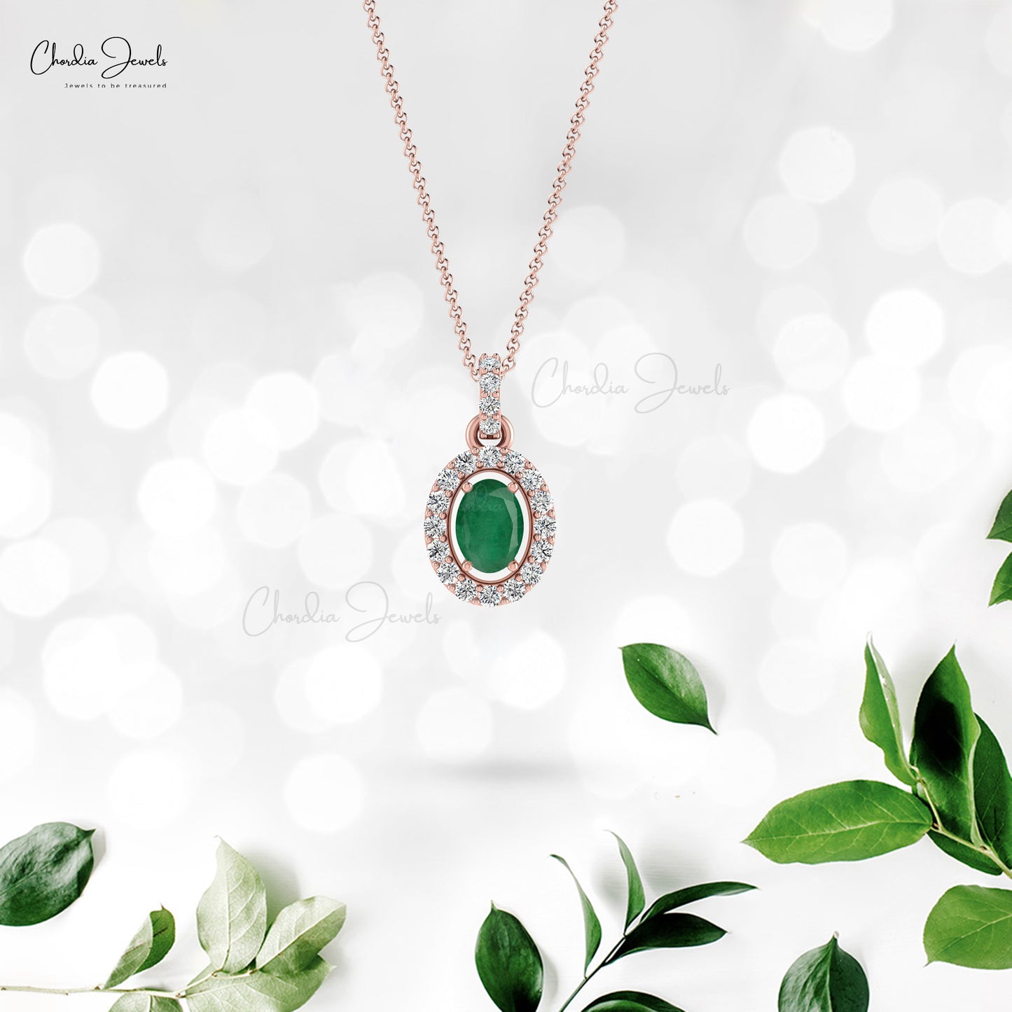 Natural 0.72ct Emerald Diamond Halo Pendant 14k Solid Gold May Birthstone Pendant For Love