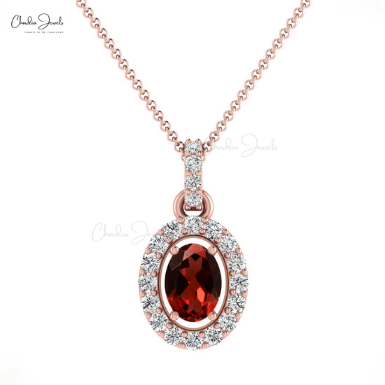 Load image into Gallery viewer, Imposing garnet halo oval 7x5 mm diamond pendant
