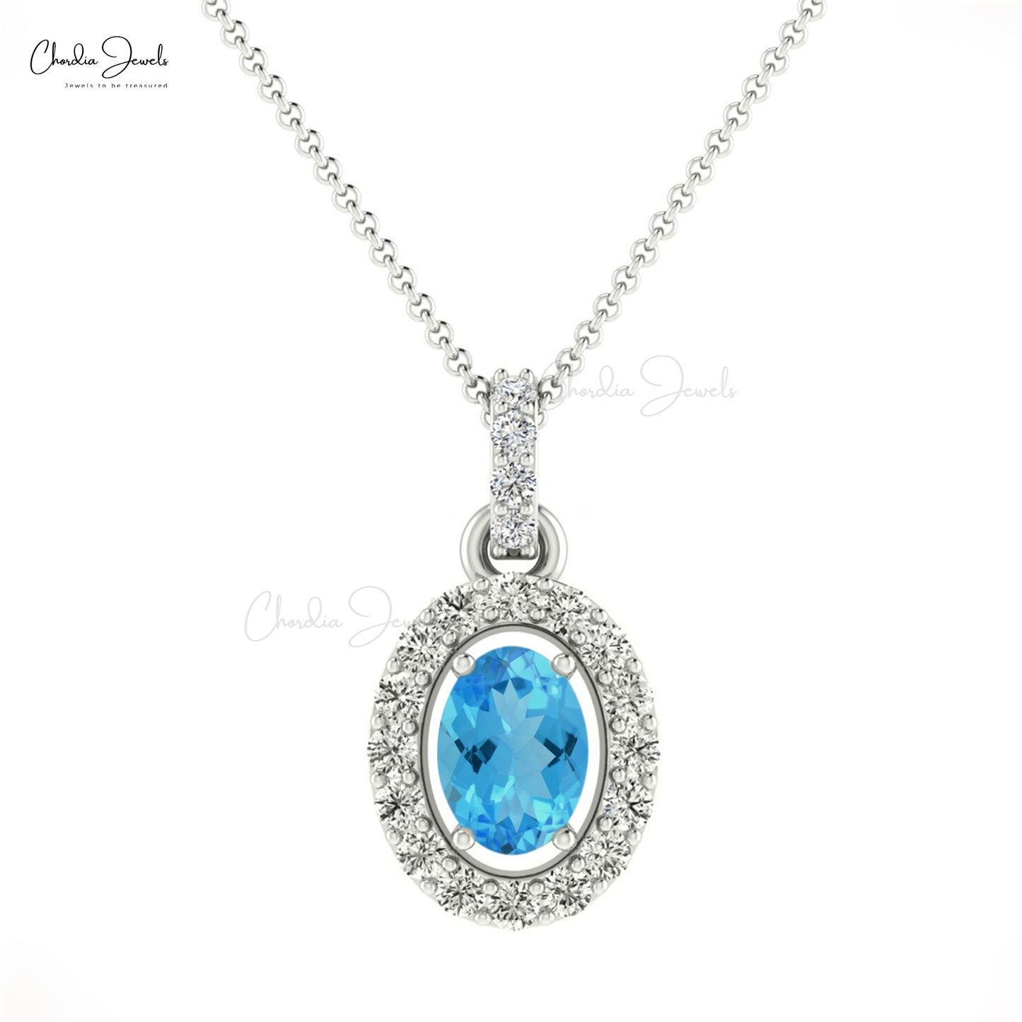 Swiss Blue Topaz Pendant