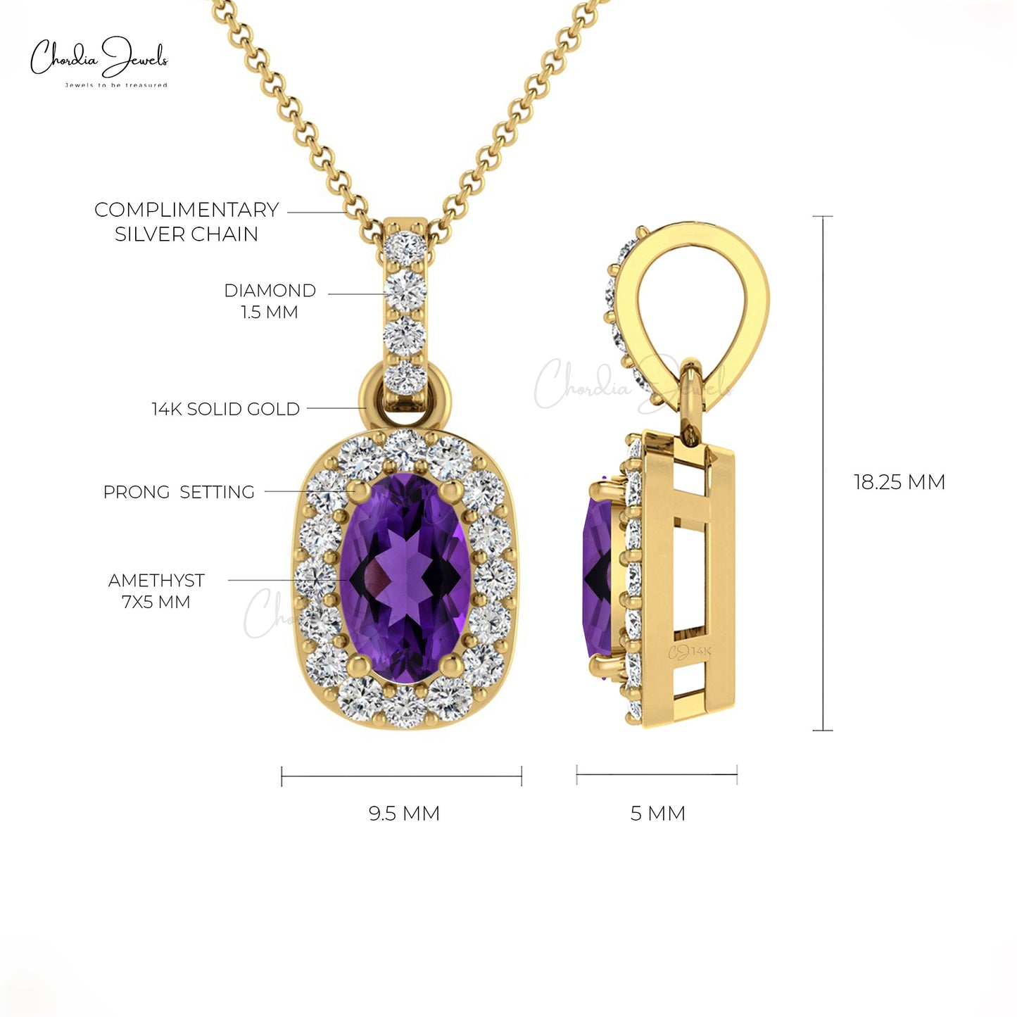 Natural Amethyst Pendant