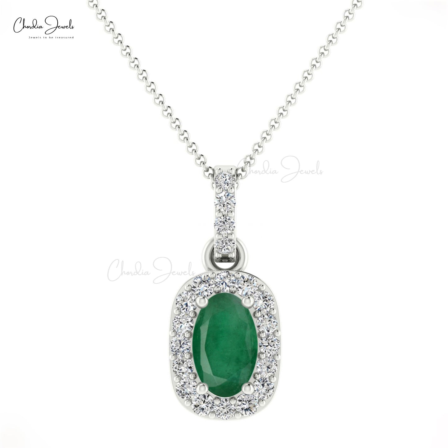 Real Emerald Halo Pendant
