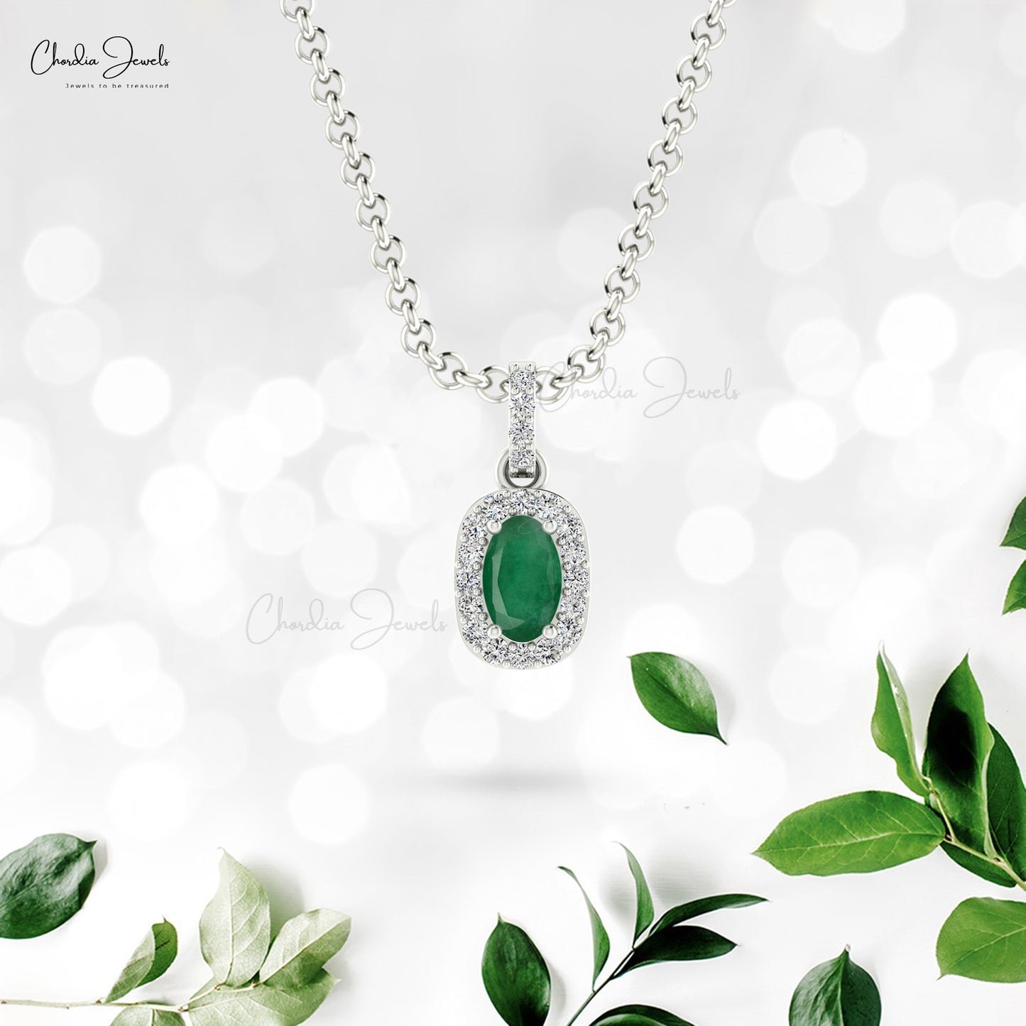 Emerald diamond sales pendant set