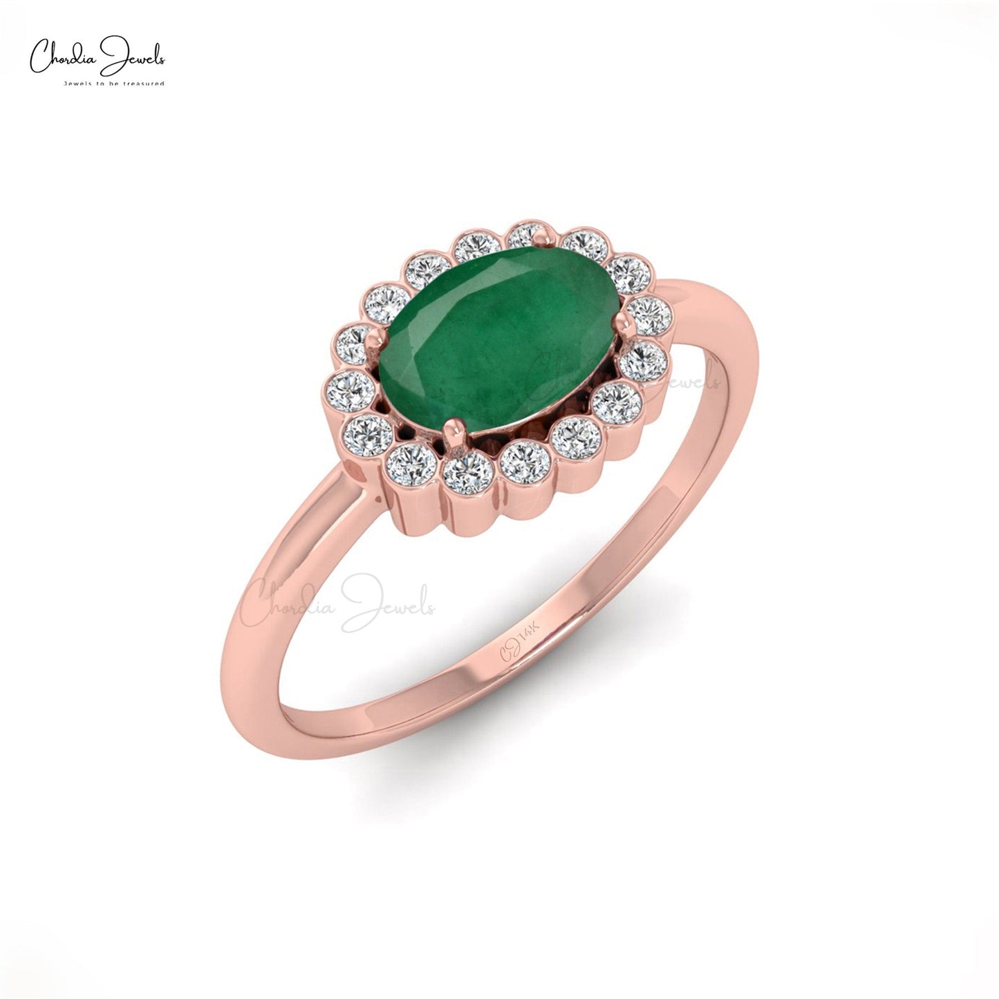 14k Solid Gold Halo Ring