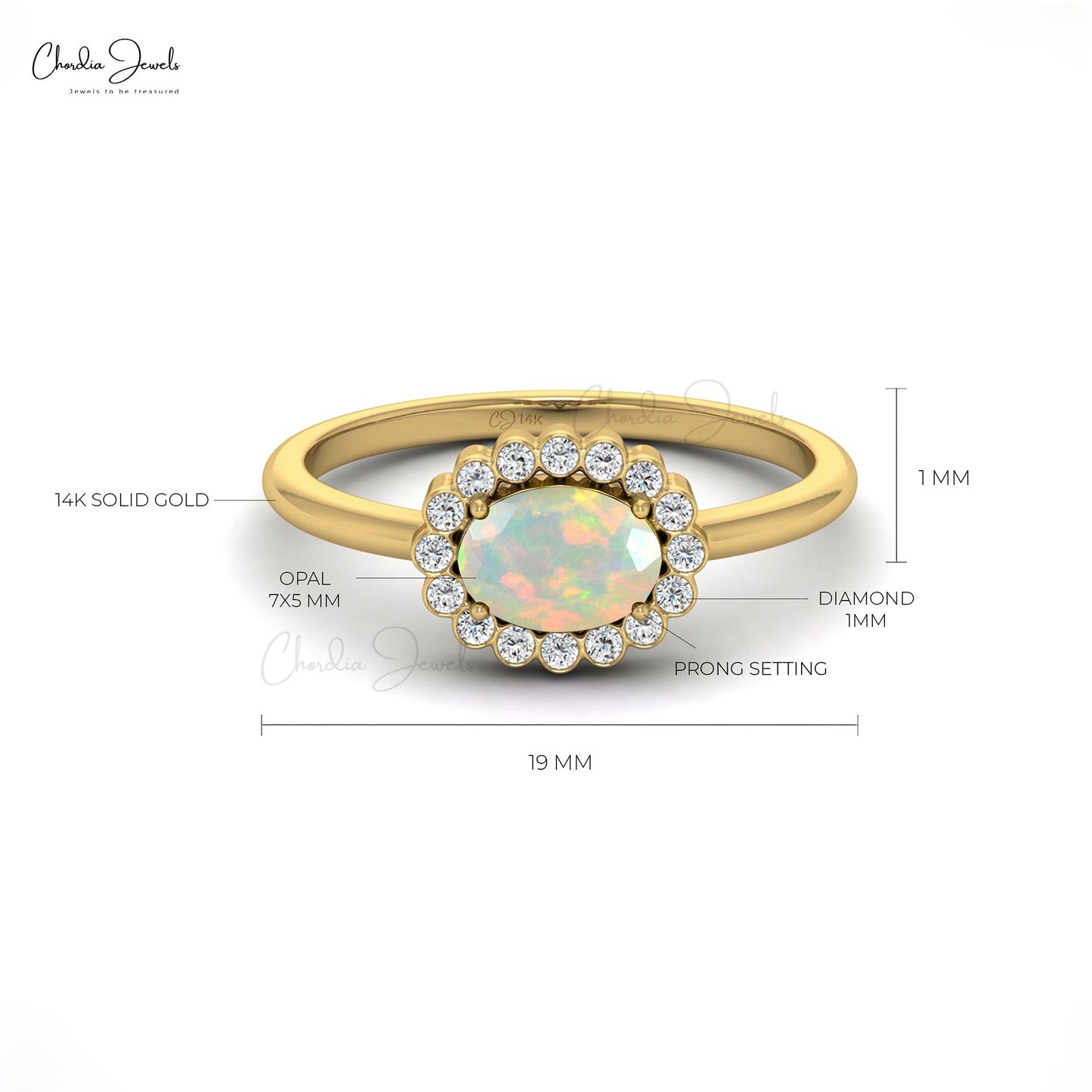 Load image into Gallery viewer, Unique 7x5mm Opal Engagement Ring With Diamond Halo

