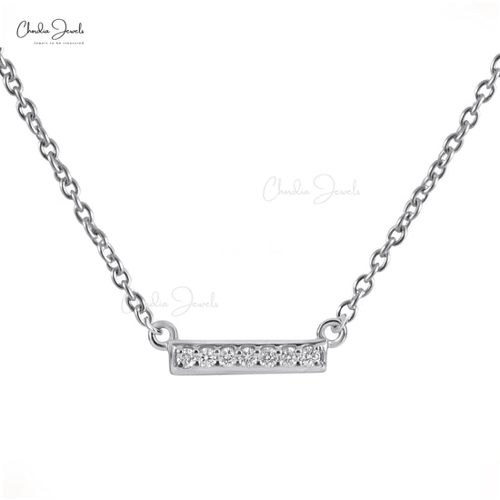 Load image into Gallery viewer, Pave Set Diamond Dainty Necklace 1.6mm Round Gemstone Necklace 14k Solid White Gold Necklace Jewelry
