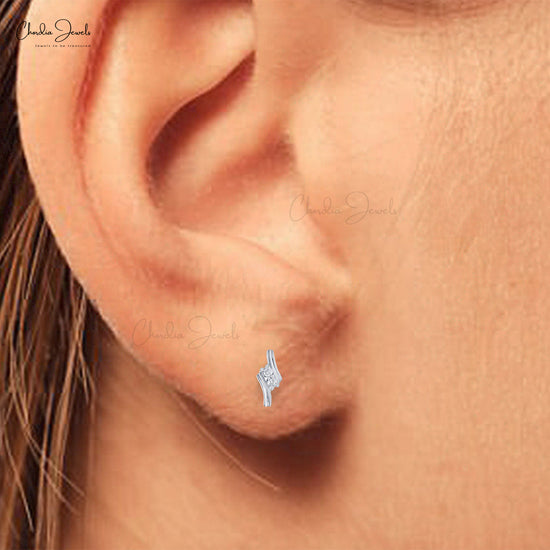 Natural Diamond Studs Earring 14k Solid Gold Push Back Earrings for Women