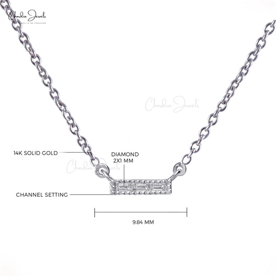 Diamond Dainty Necklace in 14K Solid White Gold For Valentine Gift