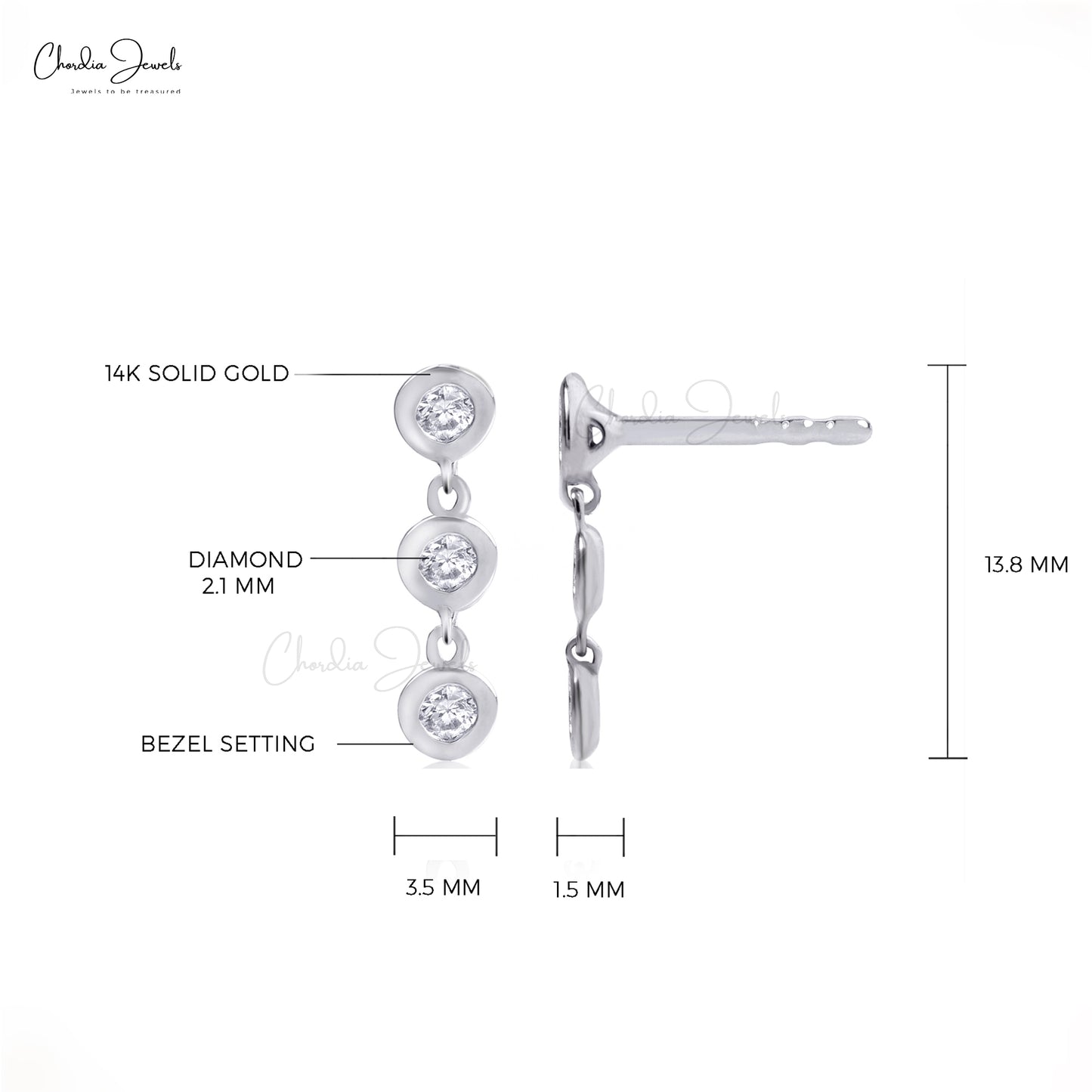 14k Gold Diamond Studs