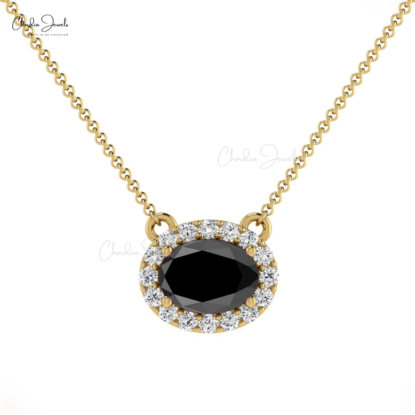 Natural Black Diamond Necklace, 14k Solid Gold Diamond Necklace, 7x5mm Oval Faceted Gemstone Necklace, Handmade Necklace, Bridesmaid Necklace for Gift