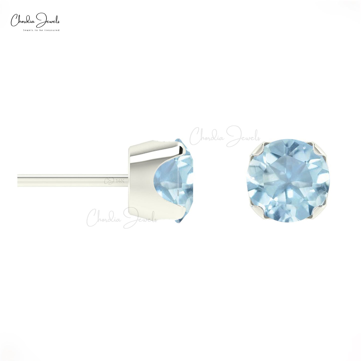  Aquamarine Stud Earrings