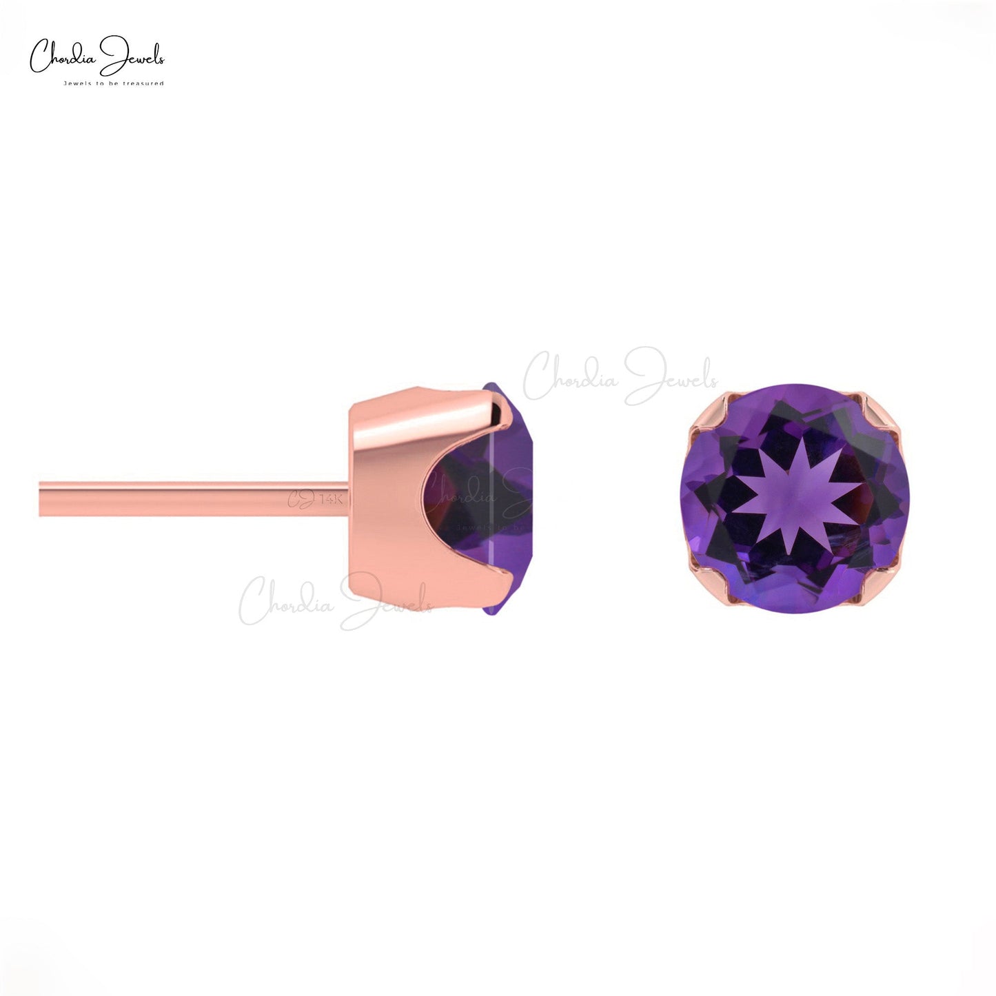Solitaire Amethyst Earrings