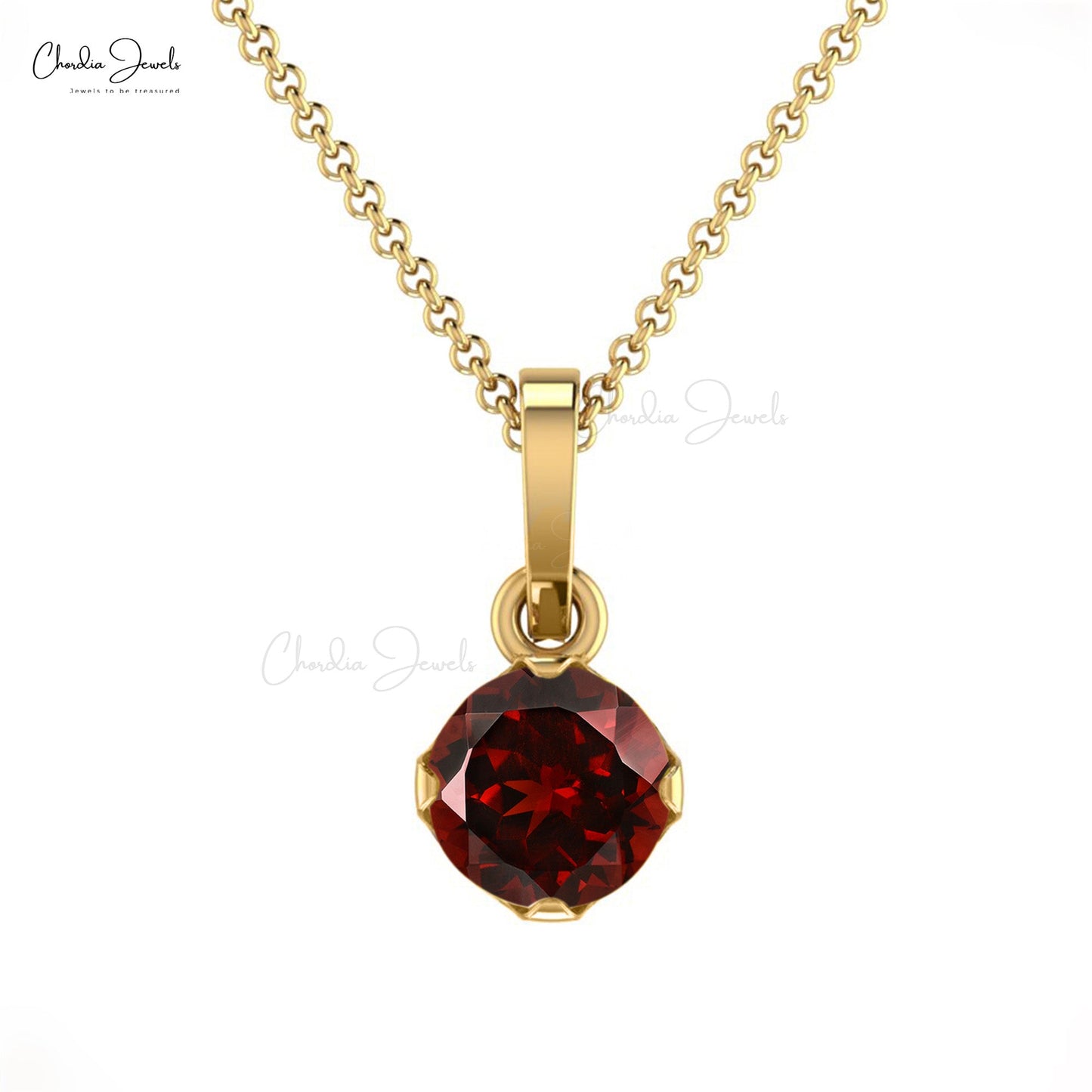 Load image into Gallery viewer, Natural Garnet Solitaire Pendant in 14K Gold For Women
