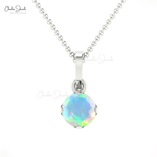 Classic Round 4mm Natural Solitaire Opal Pendant