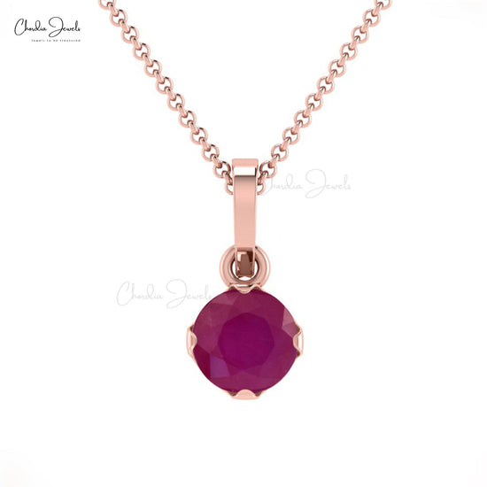 Claw Set 4mm Natural Red Ruby Solitaire Pendant
