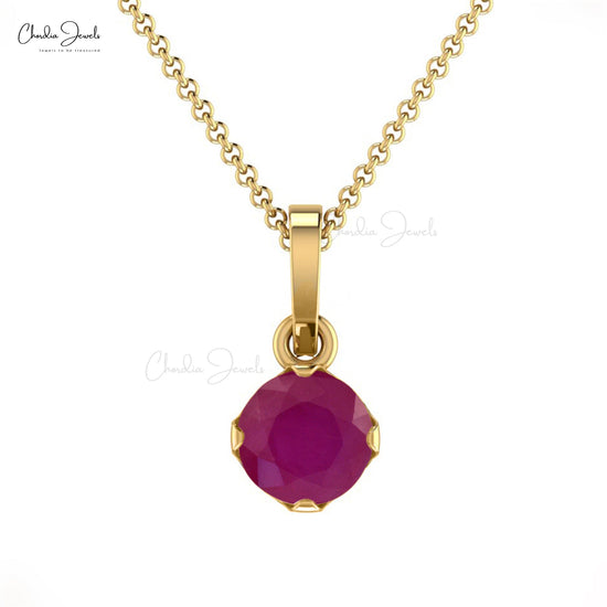 Claw Set 4mm Natural Red Ruby Solitaire Pendant