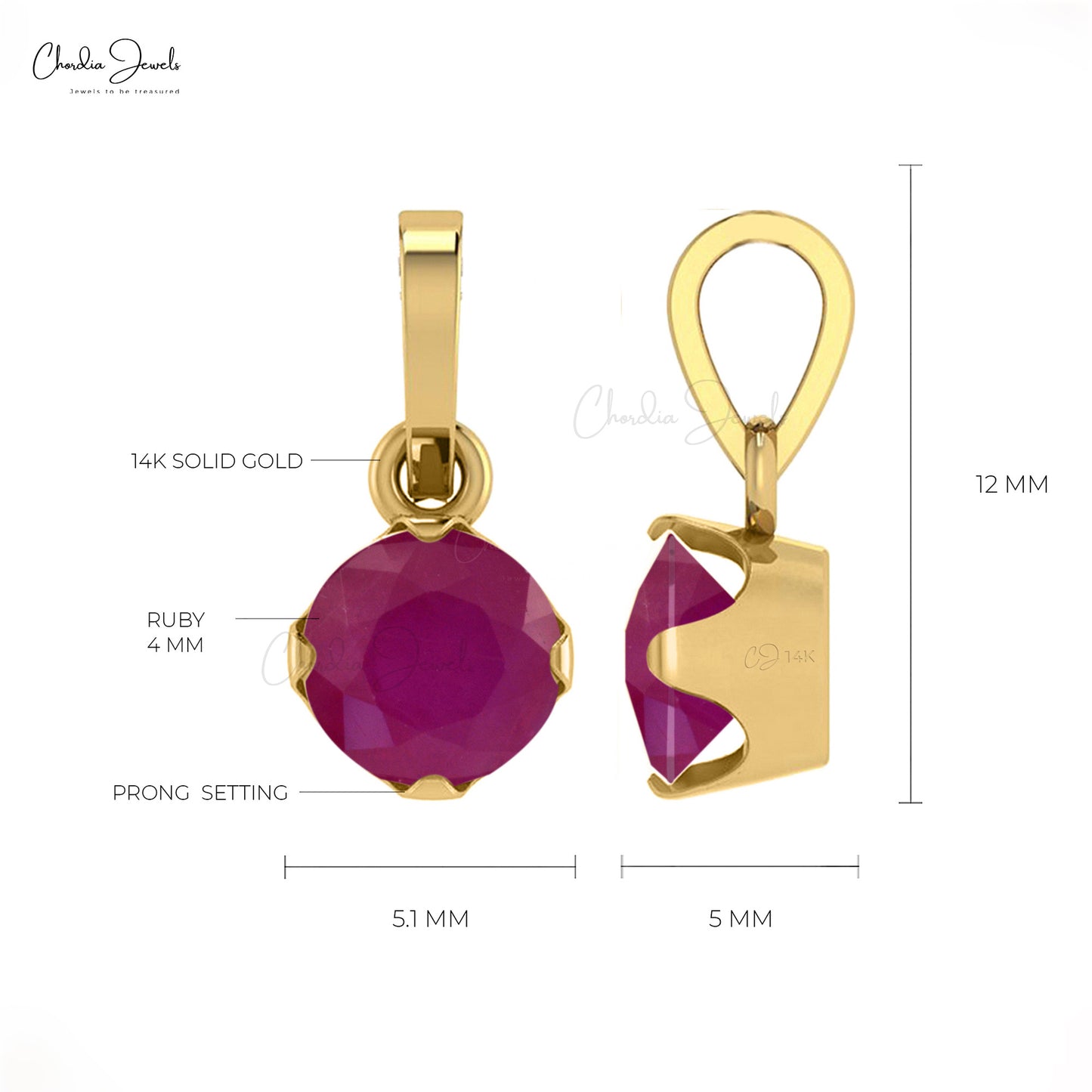 Load image into Gallery viewer, Claw Set 4mm Natural Red Ruby Solitaire Pendant
