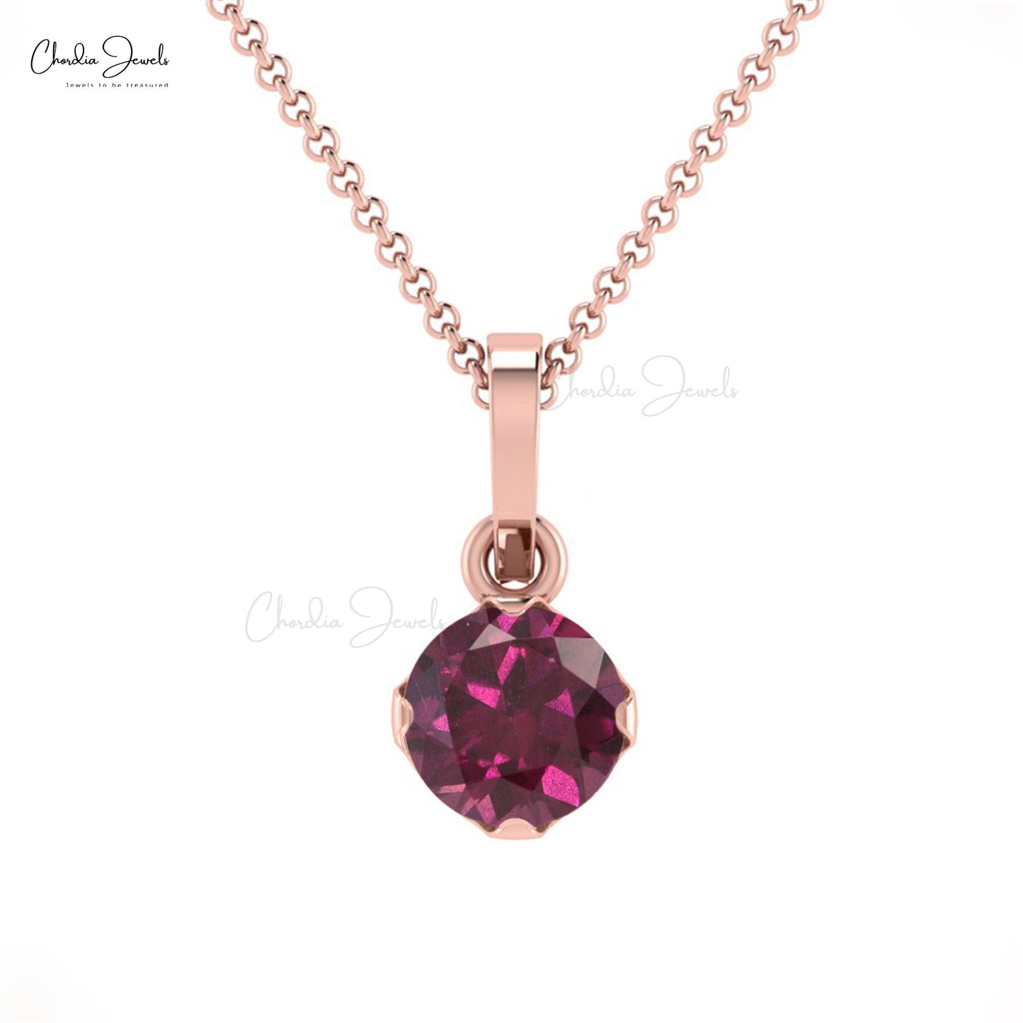 Load image into Gallery viewer, 4mm Natural Solitaire Rhodolite Garnet Pendant
