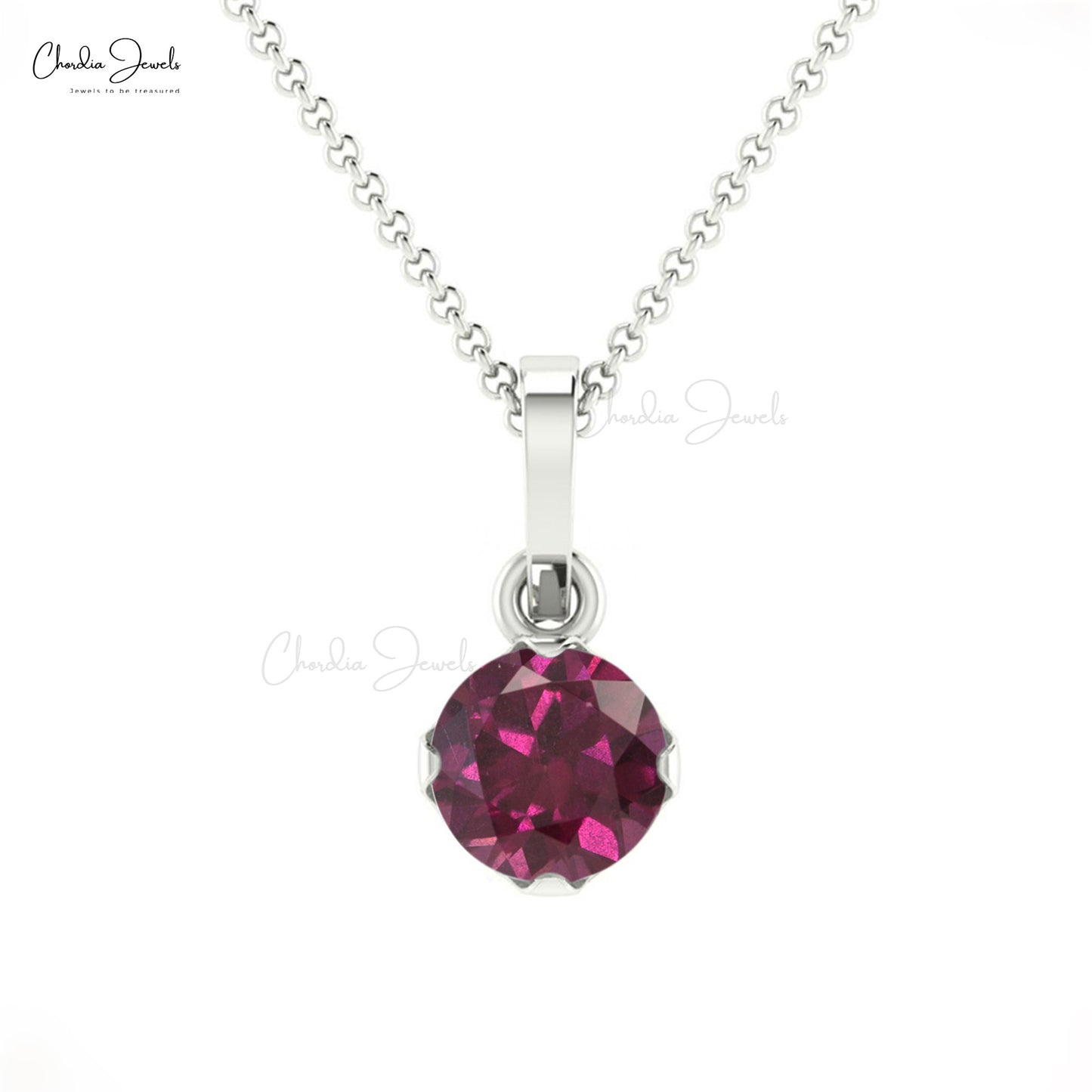 4mm Natural Solitaire Rhodolite Garnet Pendant