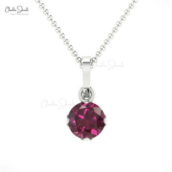 4mm Natural Solitaire Rhodolite Garnet Pendant