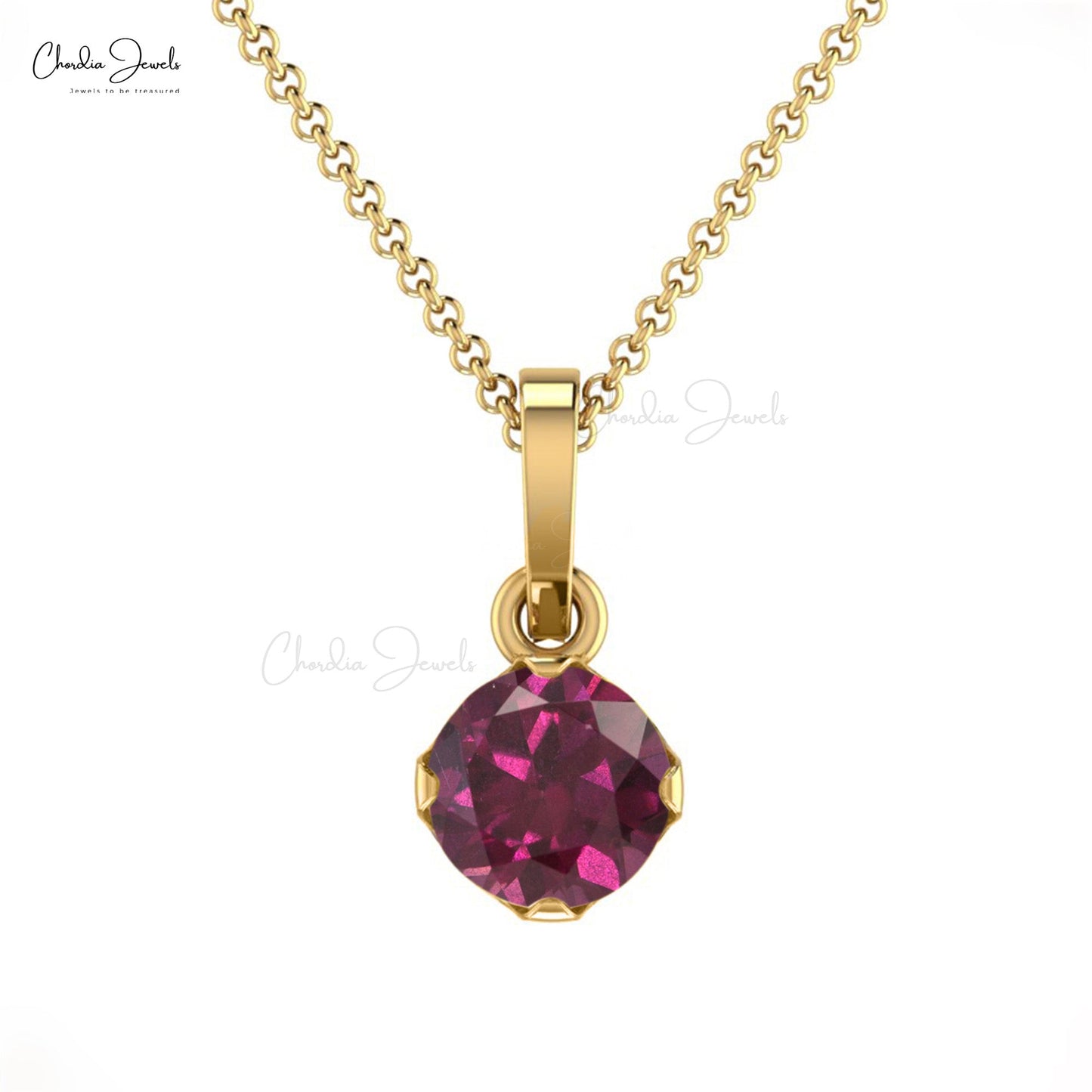 4mm Natural Solitaire Rhodolite Garnet Pendant