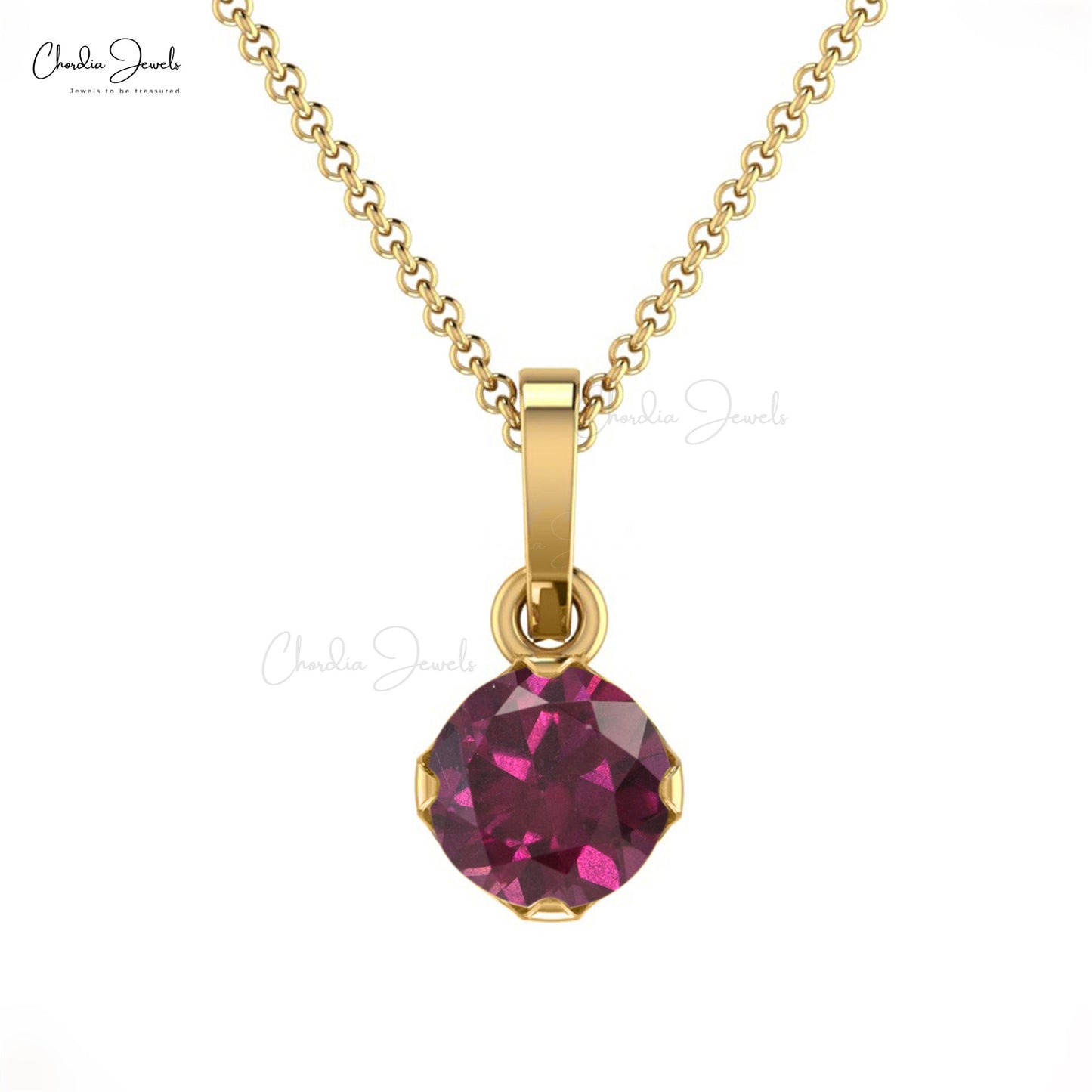 Load image into Gallery viewer, 4mm Natural Solitaire Rhodolite Garnet Pendant
