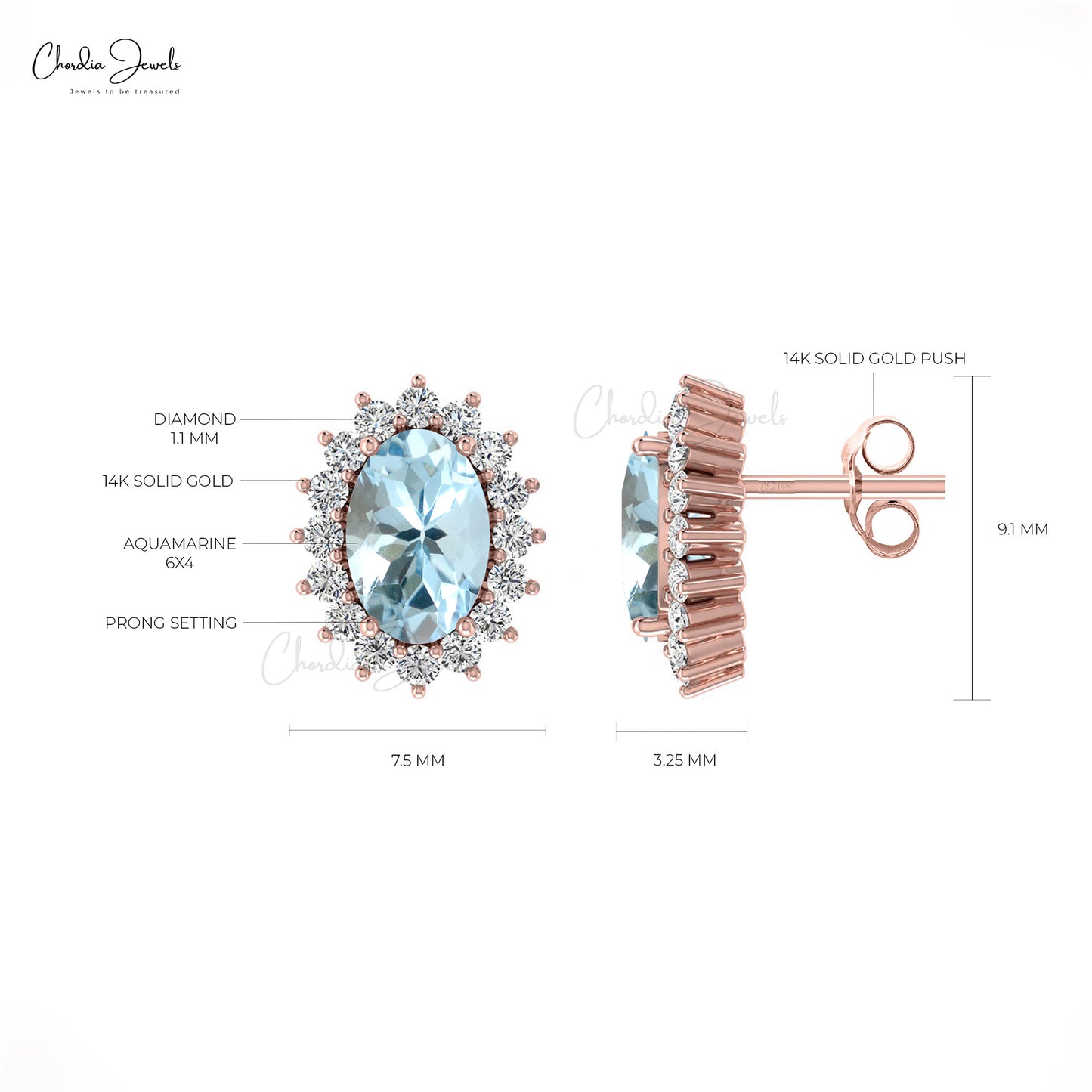 14k Solid Gold Push Back Studs