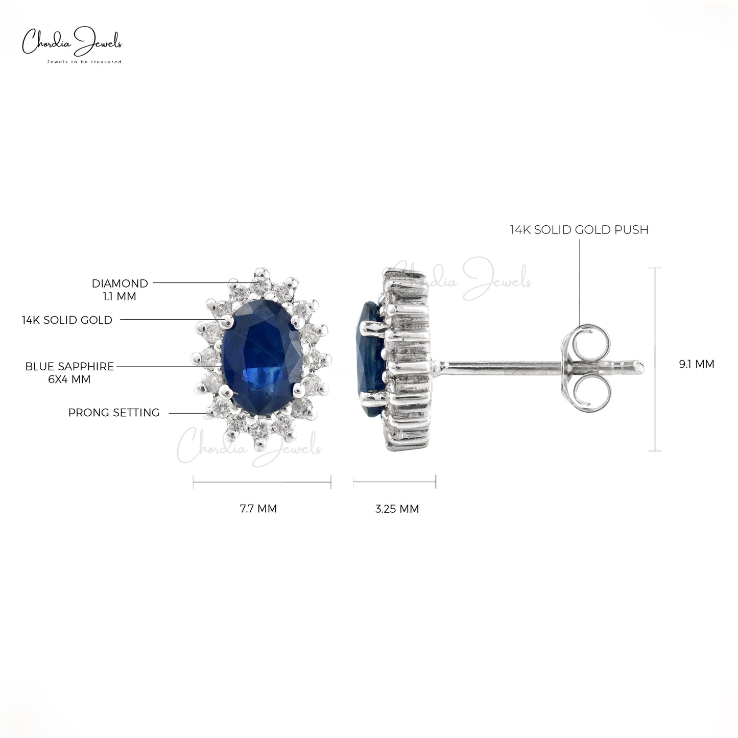 Load image into Gallery viewer, 1.16 Carat Oval Cut Natural  Blue Sapphire Earrings For Anniversary, 14k Solid White Gold Diamond and Gemstone Halo Earrings For Birthday Gift
