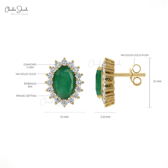 Elevate the elegance with these emerald halo earrings.