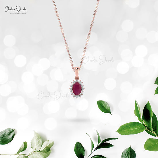Ruby Necklace Pendant with diamond