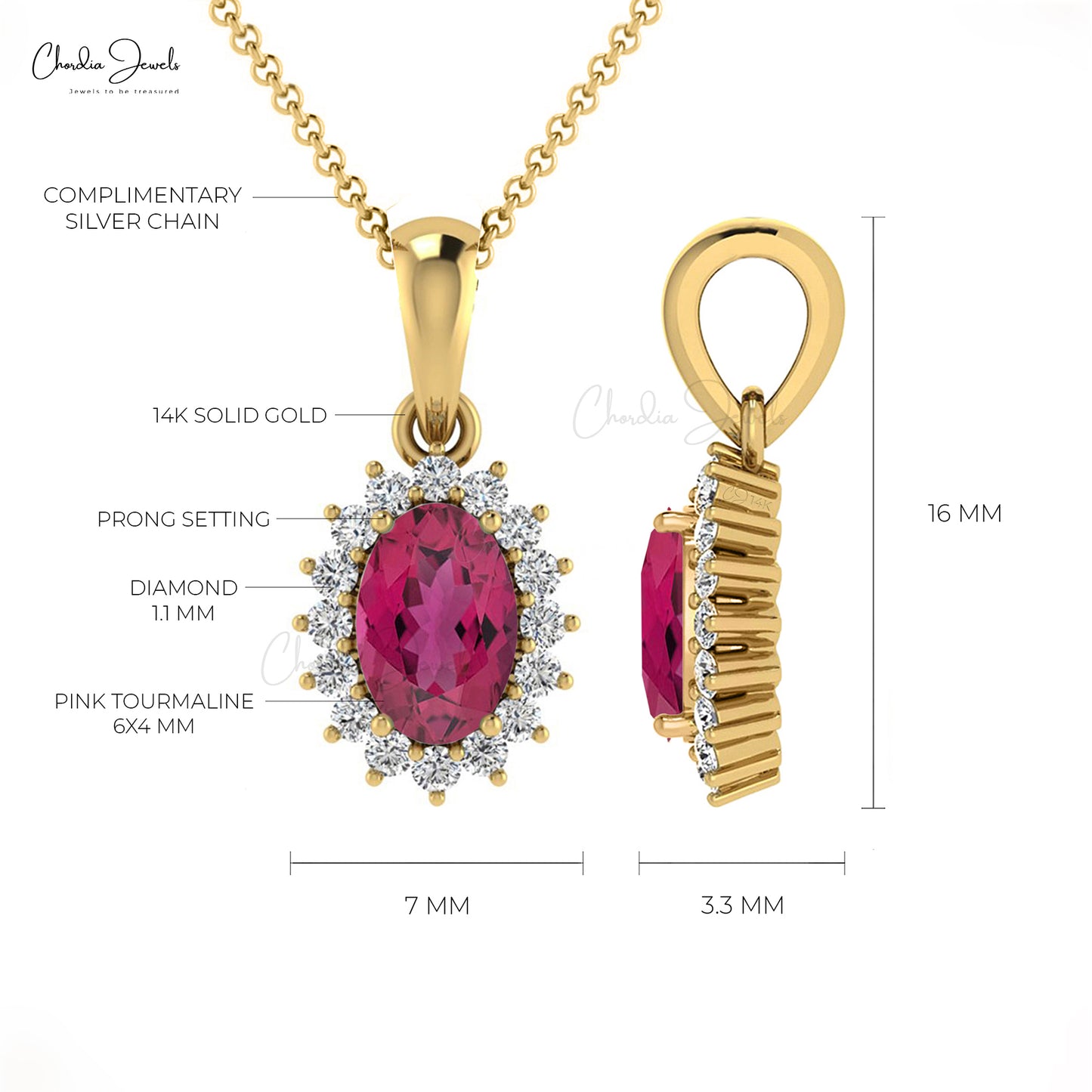 14k Gold Gemstone Pendant