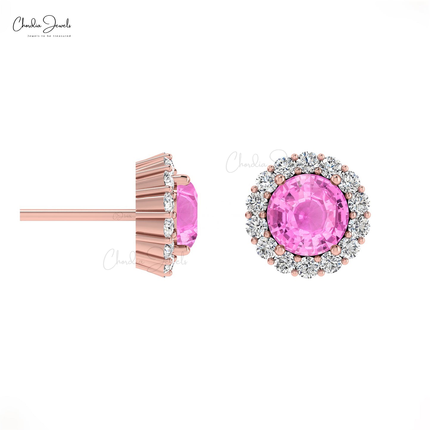 Round Cut Gemstone Stud Earrings