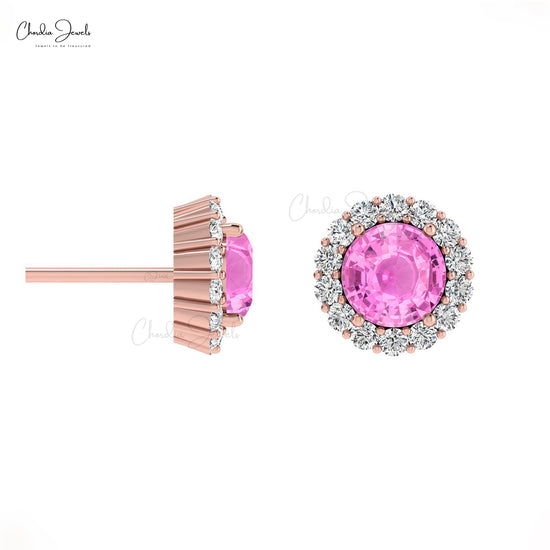 Round Cut Gemstone Stud Earrings