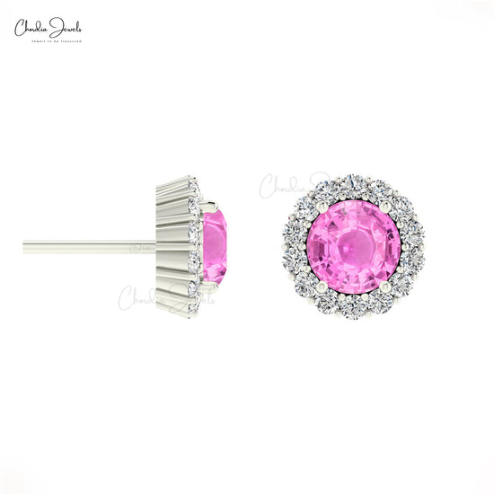 14k Solid Gold Pink Sapphire Earrings