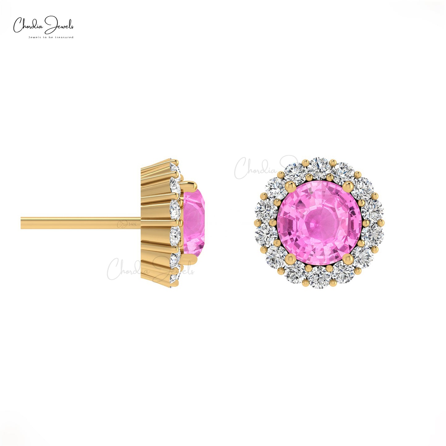 White Diamond Halo Earrings