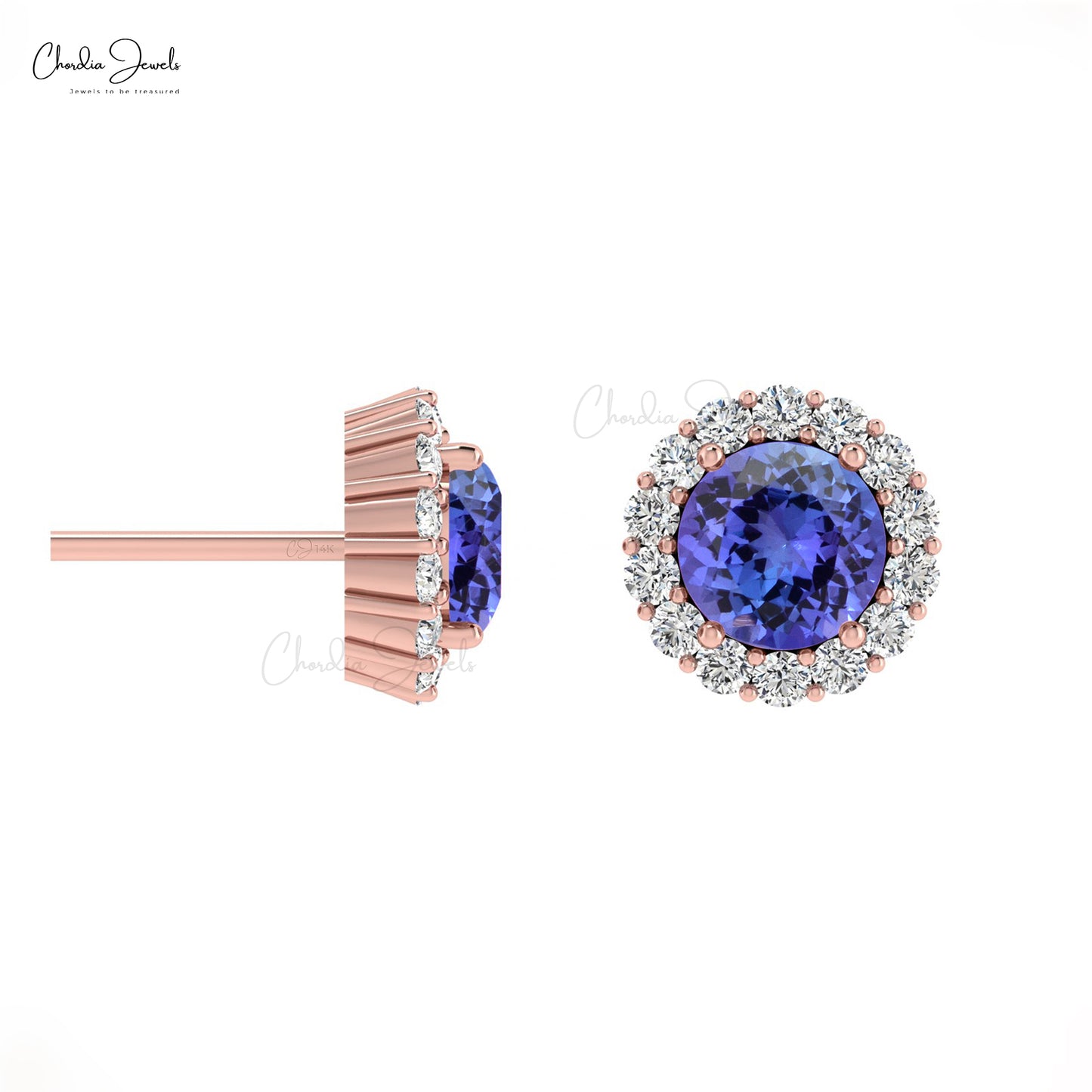 Tanzanite Halo Earrings