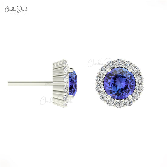 AAA Tanzanite Halo Earrings