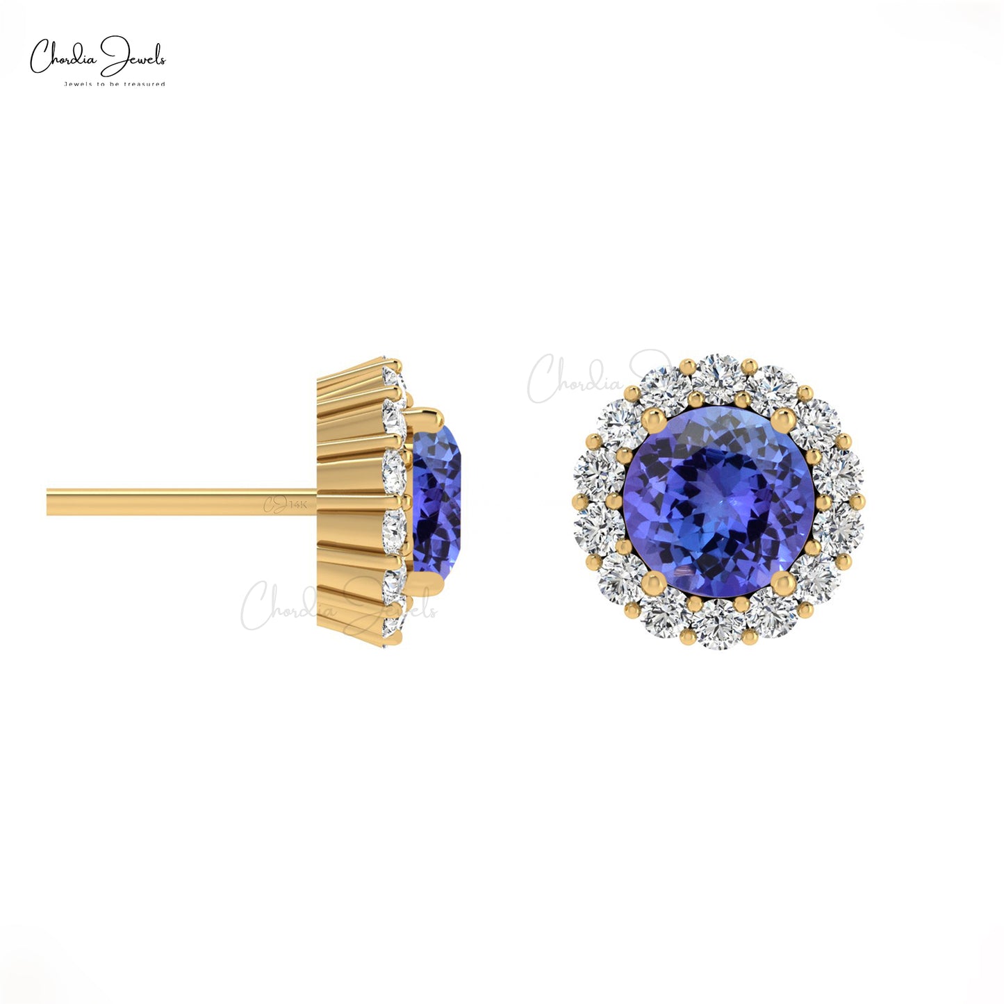 AAA Tanzanite Halo Earrings