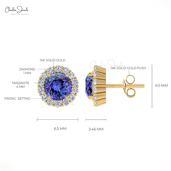 AAA Tanzanite Halo Earrings