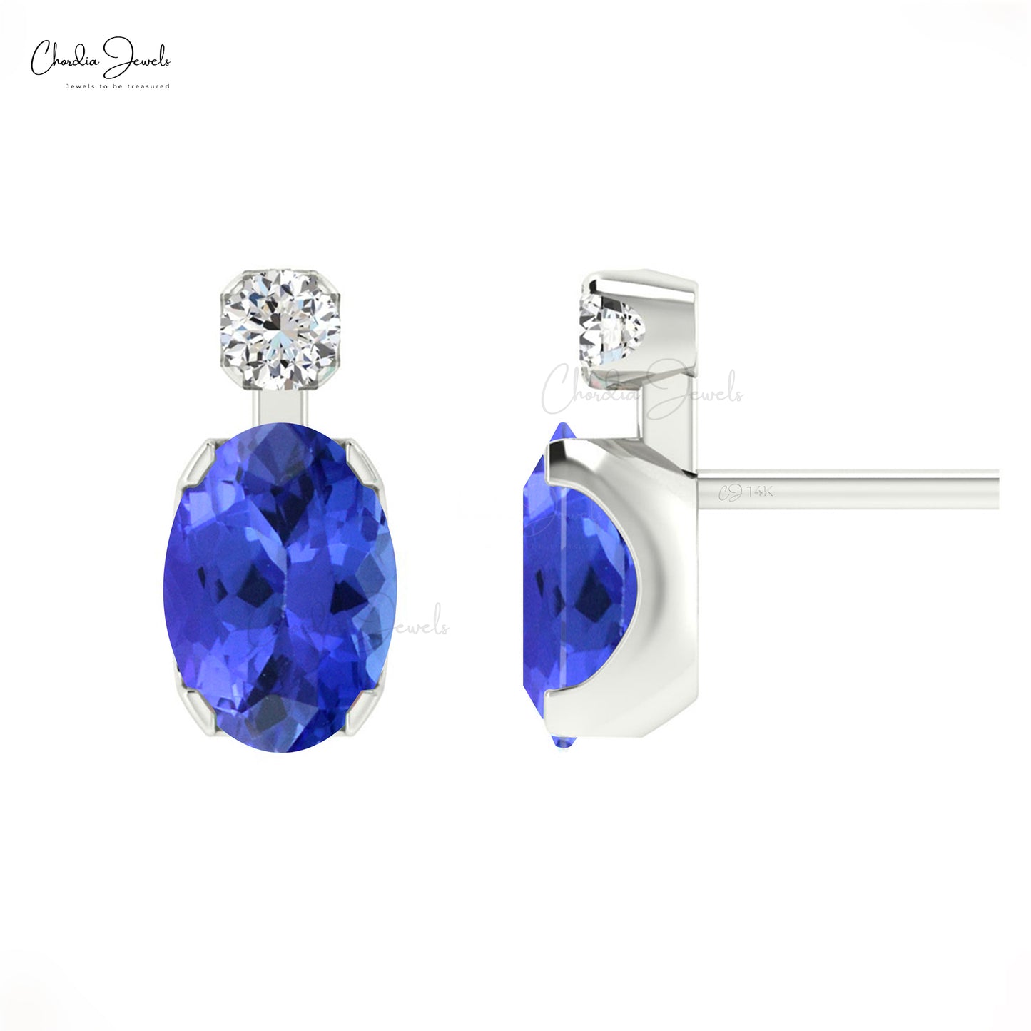 Two Stone Stud Earrings
