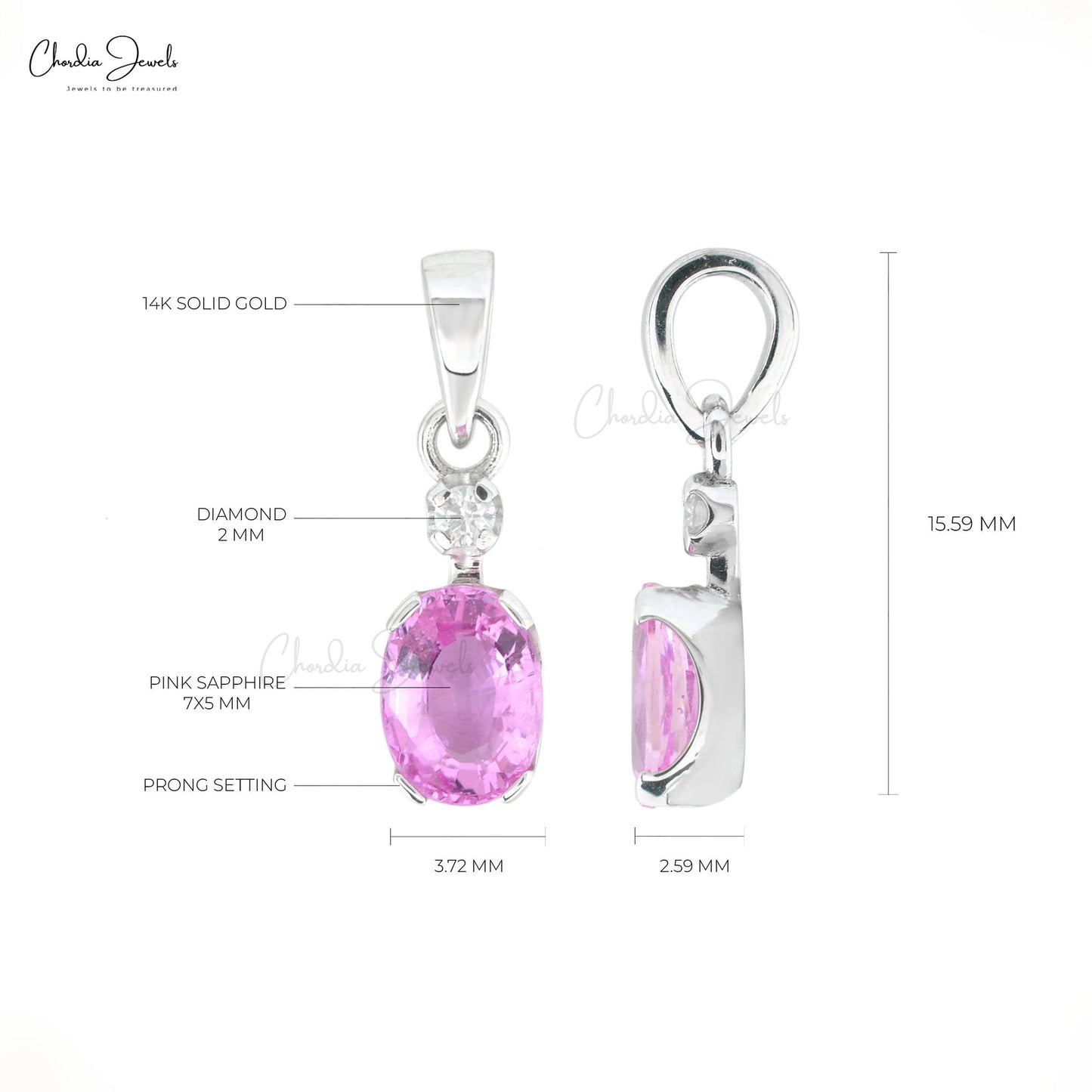 Load image into Gallery viewer, Diamond Accented Pink Sapphire Pendant
