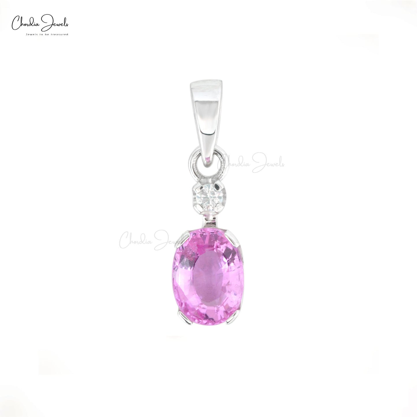 Load image into Gallery viewer, Diamond Accented Pink Sapphire Pendant
