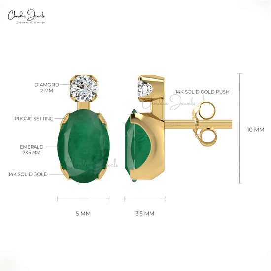 Indulge in the luxury with these emerald two stone earrings.