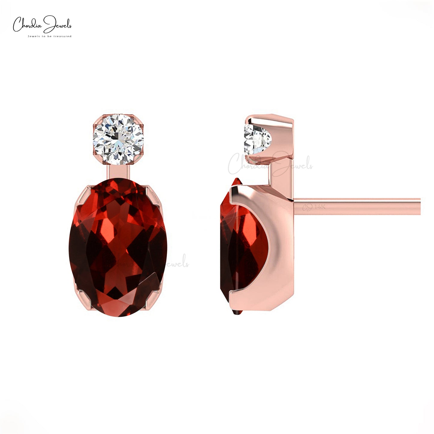 Garnet Stud Earring