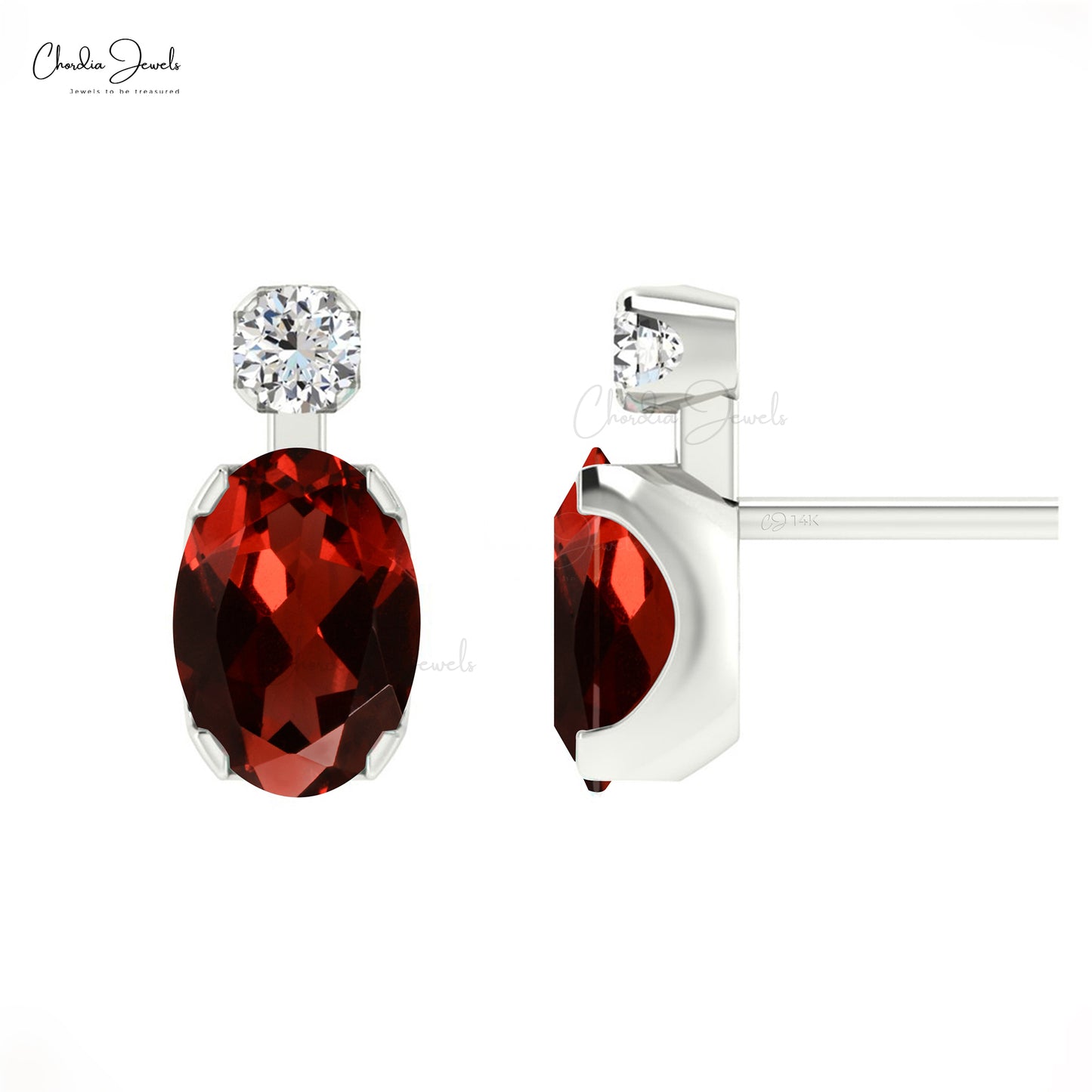 Shop Garnet, Diamond & Citrine 18K Gold Stud Earrings for Women | Gehna