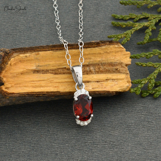 Sterling Silver Garnet Oval Locket Necklace